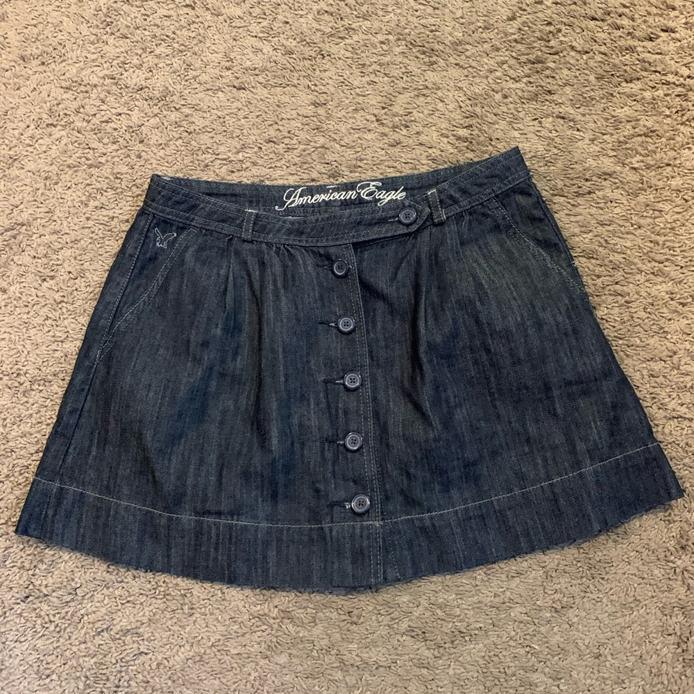 American Eagle Button Front Jean Skirt 0